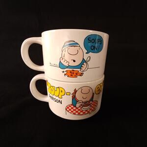 Vintage Ziggy Soup Coffee Mugs Stoneware Set 2 Tom Wilson Classic Cartoon 1980